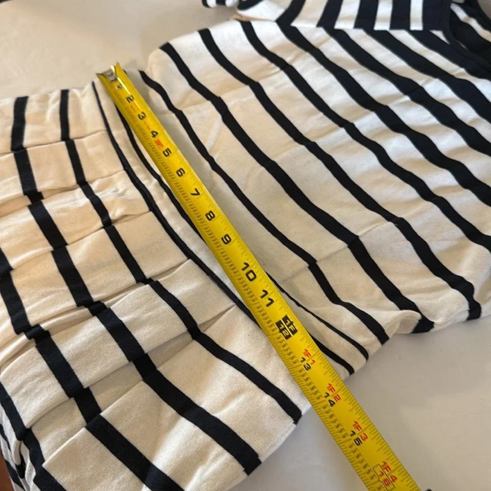 Tibi Women’s Striped Knit Dress Fit Flare Short Sleeves Black/White Size 2 New